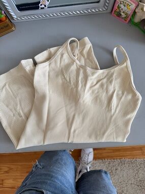 Ribbed Cream Active romper